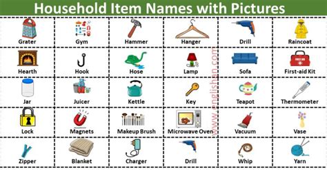 100+ Household Items Names In English With Pictures PDF | Household ...