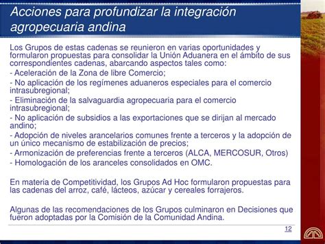 PPT INTEGRACIÓN AGROPECUARIA EN LA COMUNIDAD ANDINA EXPERIENCIAS Y