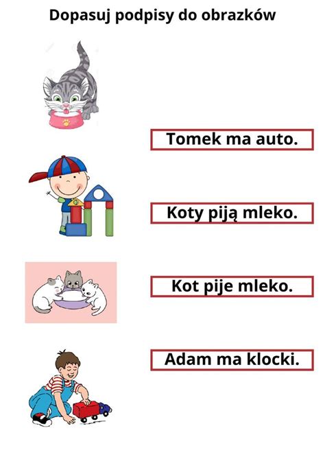 Dopasuj podpisy do obrazków worksheet Learn polish Education School