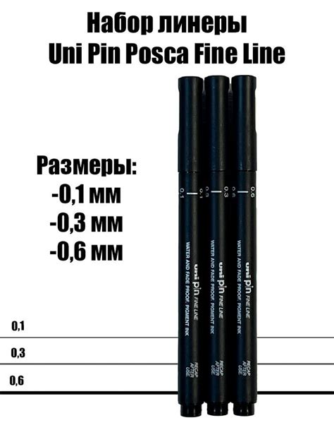 Набор линеры (ручки) Uni Pin Fine Line Черный 3 штуки 01, 03, 06 ...