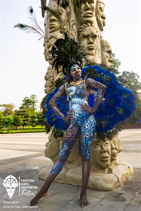 Peacock Bodypainting For Fantasy Fashion Show 1 Equatorial Guinea