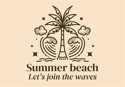 Premium Vector Summer Beach Let S Join The Waves Vintage Line Art