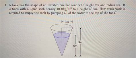 Solved 1 A Tank Has The Shape Of An Inverted Circular Cone With