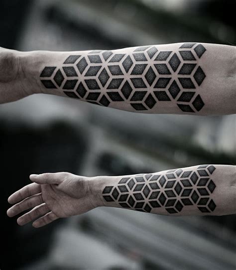 Hand tattoo rectangular geometric