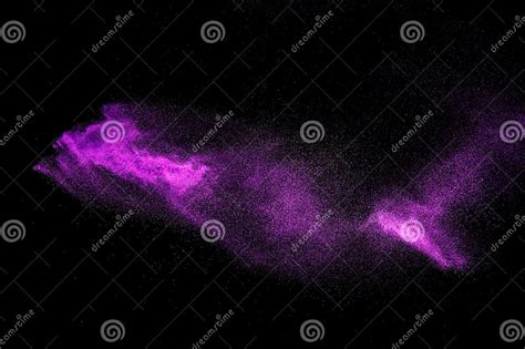 Pink Dust Particle Splash On Black Background Pink Powder Splash Stock