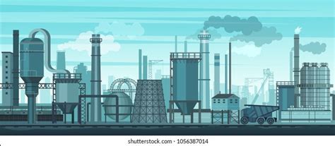 Vector Industrial Landscape Background Industry Factory Stock Vector (Royalty Free) 1056387014 ...