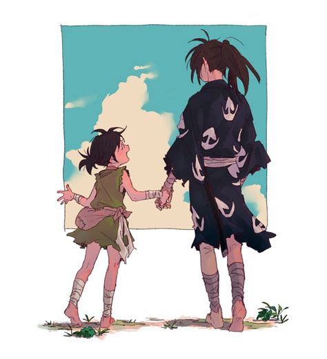 Safebooru Boy Girl Age Difference Bandage Barefoot Black Hair Brown