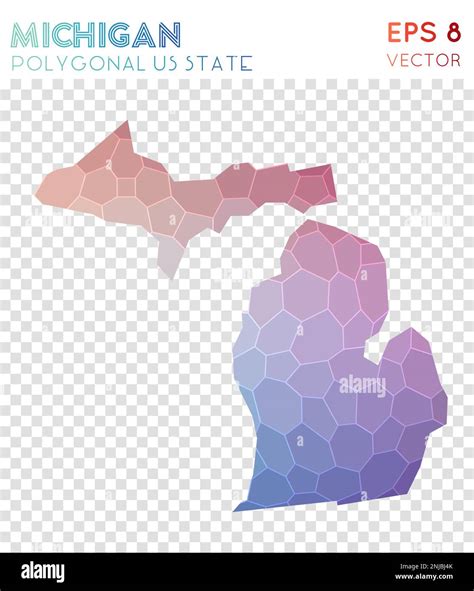 Michigan Polygonal Map Mosaic Style Us State Worthy Low Poly Style