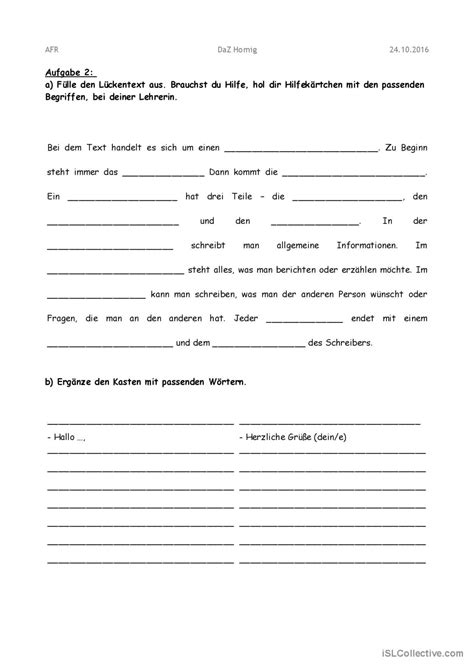 Briefe Schreiben Allgemeine English Esl Worksheets Pdf Doc