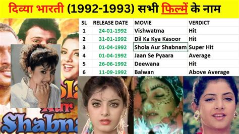 Divya Bharti All Movie List1992 1993 And Biography Divya Bharti All