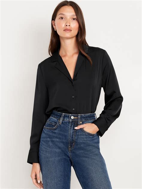 Satin Cropped Button Down Shirt Old Navy