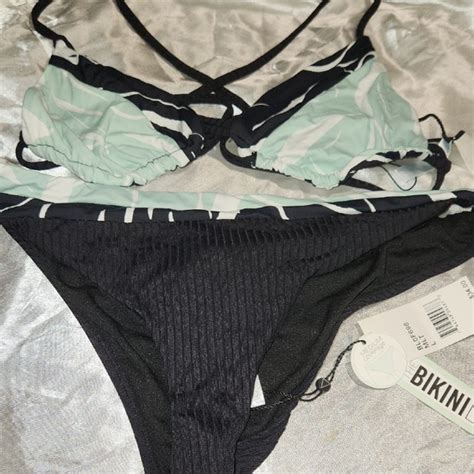The Bikini Lab Swim The Bikini Lab Black And Green Strappy Bikini