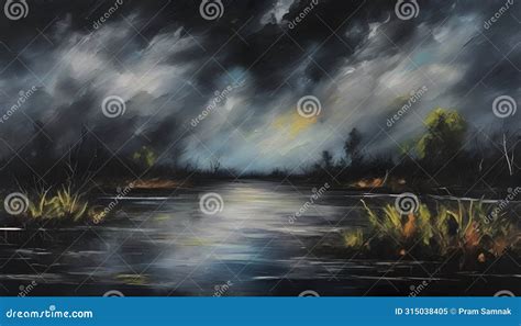 A Scary Swamp Landscape. Abstract Art. Stock Illustration ...