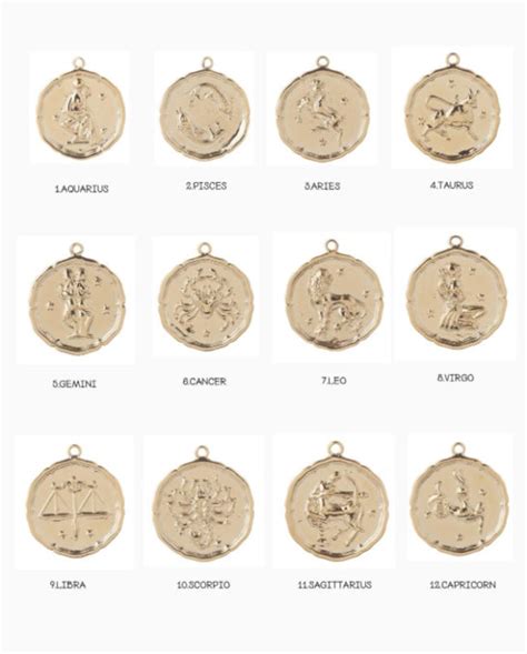 Gold Zodiac Coin Necklace 18k Gold Plated Zodiac Medallion Etsy Uk