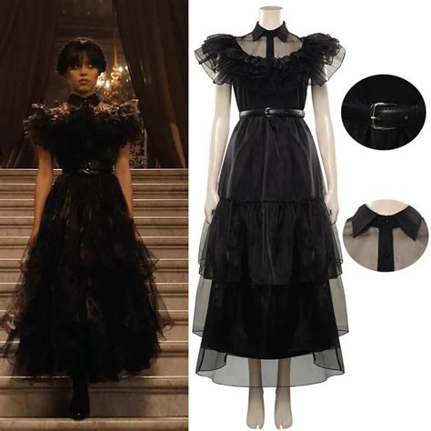 Wednesday Addams Dress 2022 Wednesday Addams Raven Black Party Dance