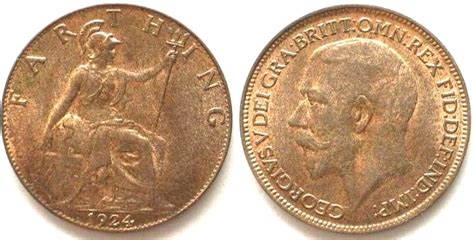 England GROSSBRITANNIEN Farthing 1924 GEORGE V Bronze PRÄGEFRISCH unz