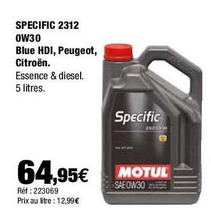 Promo Specific 2312 0w30 Blue Hdi, Peugeot, Citroën Motul chez Autobacs ...