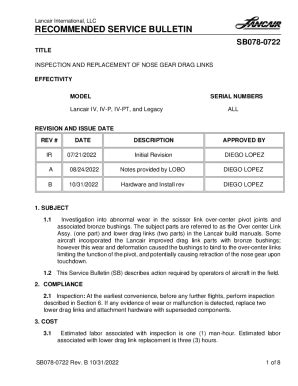 Fillable Online Service Difficulty And Bulletins The Lancair Mail