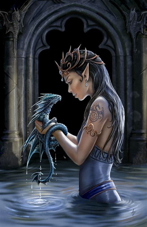 Hd Wallpaper Anne Stokes Digital Art Dragon Elves Fantasy Art