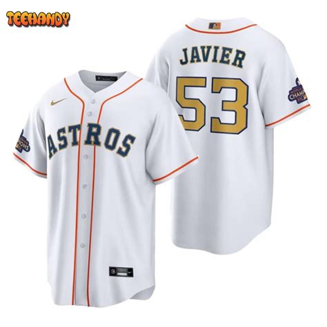 Houston Astros Cristian Javier White 2023 Gold Collection Replica Jersey