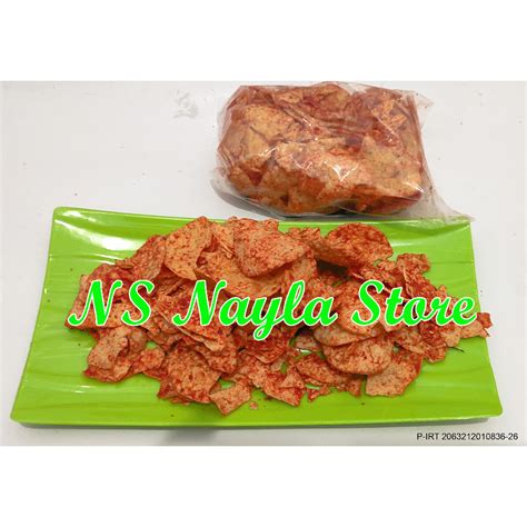 Jual Opak Keripik Emping Singkong Rasa Pedas Gurih Asin Kemasan 55 Gram