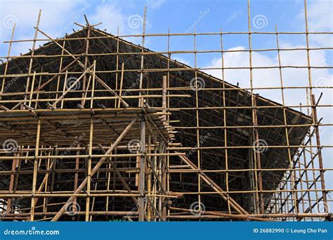 Andaime De Bambu No Canteiro De Obras Foto De Stock Imagem De