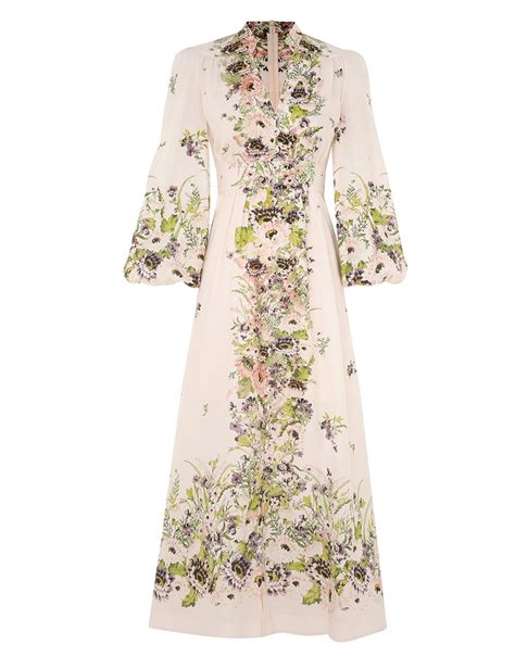 Halliday Plunge Midi Dress Cream Multi Floral Online Zimmermann