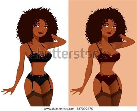 Sexy African American Girl Lingerie Beautiful Stock Vector Royalty Free 587009975 Shutterstock