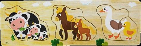 "Animals & Babies" 6 piece Wooden Tray Puzzle - Educational Toys Online