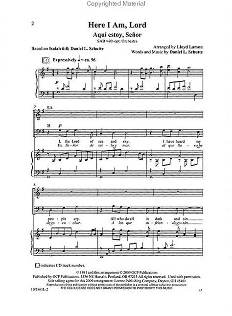 Here I Am Lord By Dan Schutte 3 Part Sheet Music Sheet Music Plus