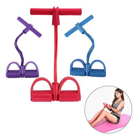 4 Tube Fitness Resistance Bands Latex Pedal Exerciser Sit Up Pull Rope Expan Db Ebay