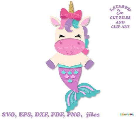 Instant Download Cute Unicorn Mermaid Svg Cut File And Clip Art U1 Etsy