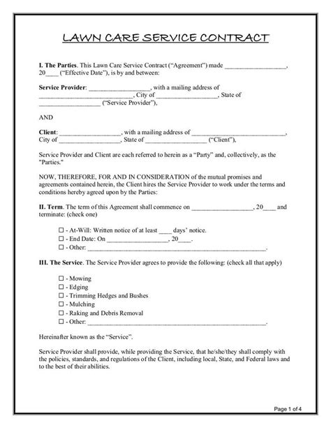 Printable Lawn Care Contracts