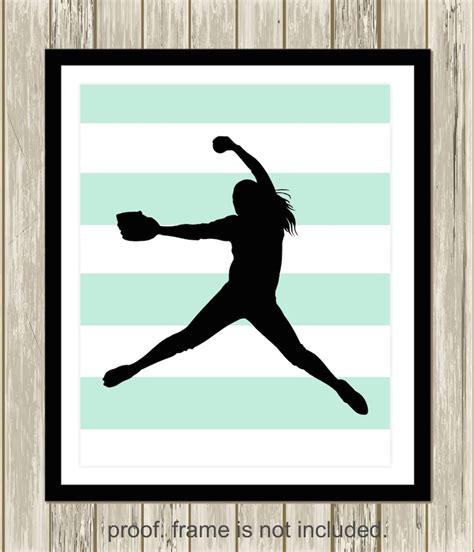 Softball Wall Art Girls Room Softball Decor Softball Etsy