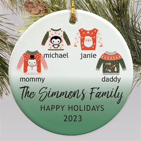 Personalized Ugly Sweaters Family Christmas Ornament