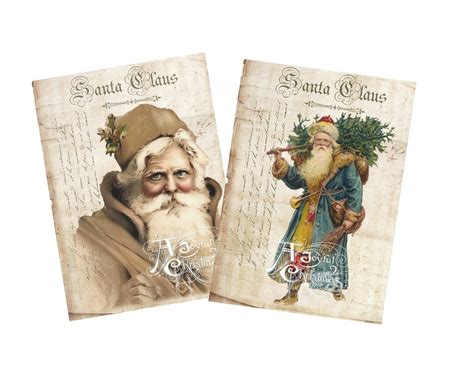 Vintage Santa Christmas Cards, Holiday Card Set, Set of 10 - Etsy