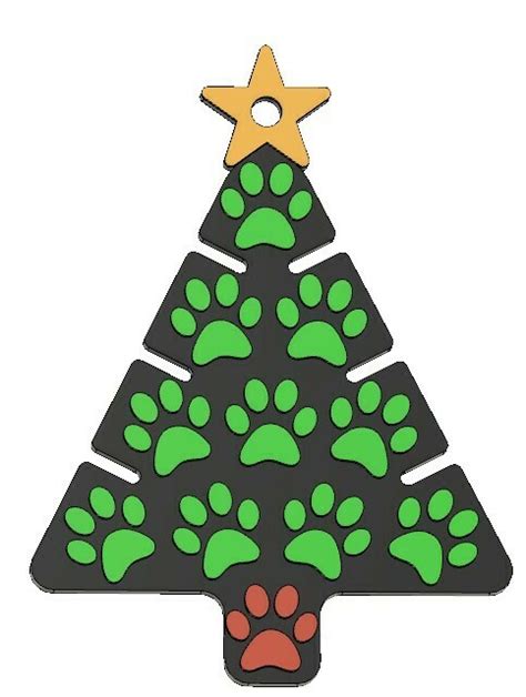 STL file Cute Paw Print Christmas Decoration 🐾・3D printing template to ...