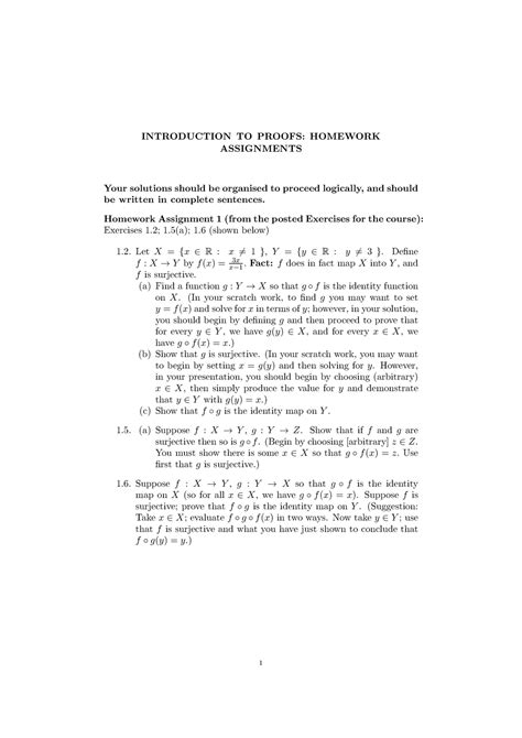 Introduction To Proofs Homework 1 Math10010 University Of Bristol