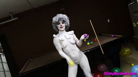 Sexy Babe Wears Clown Makeup And Teases