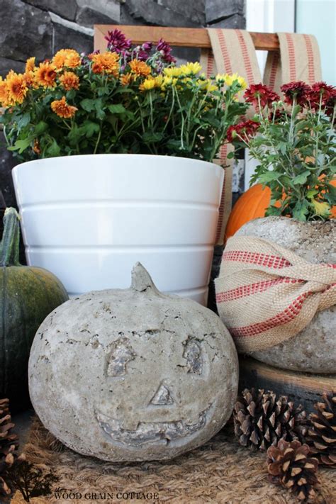 Concrete Pumpkin Craft DIY Tutorial Fox Hollow Cottage