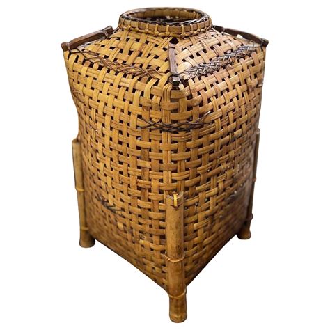 Vintage Rattan Woven Basket For Sale At 1stDibs