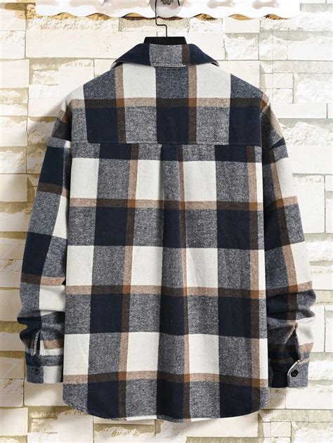 Manfinity Homme Loose Fit Men S Plaid Print Drop Shoulder Coat Without