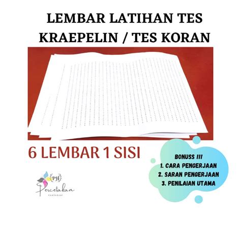 Jual TES KRAEPELIN A3 TES KORAN TES PSIKOTES Paket D Shopee