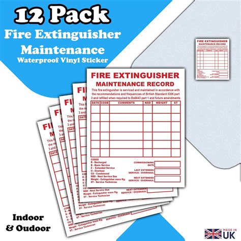 Pack Fire Extinguisher Maintenance Record Vinyl Sticker Label