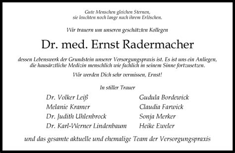 Traueranzeigen Von Dr Med Ernst Radermacher Trauer Ms