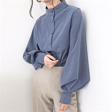 Fabrica Mock Neck Bishop Sleeve Shirt Yesstyle Artofit