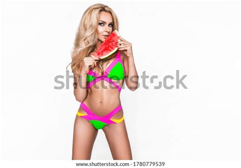Elegant Sexy Woman Colorful Bikini On Stock Photo Shutterstock
