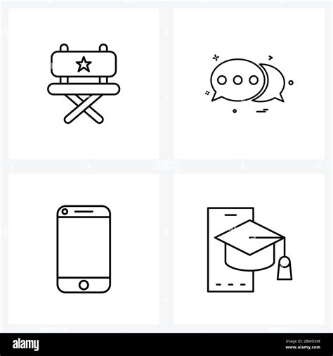 Stock Vector Icon Set Of 4 Line Symbols For Chair Smartphone Chat