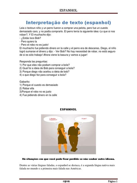 Espanhol Interpretação De Texto - Interpretação de Texto em Espanhol | PDF | Estresse (Linguística) | Sílaba