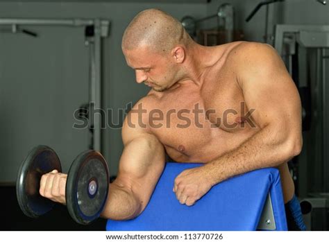 Sportive Strong Man Naked Torso Exercising Stock Photo 113770726 Shutterstock